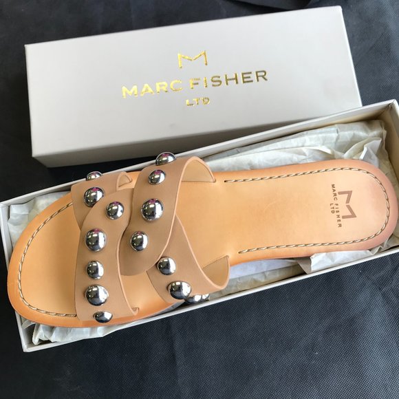 MARC FISHER Pagie Medium Natural Leather Sandal - Picture 1 of 3